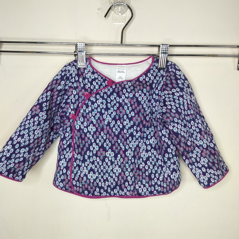 Tea Collection Reversible Jacket Purple‎ Print / Grey Cotton
